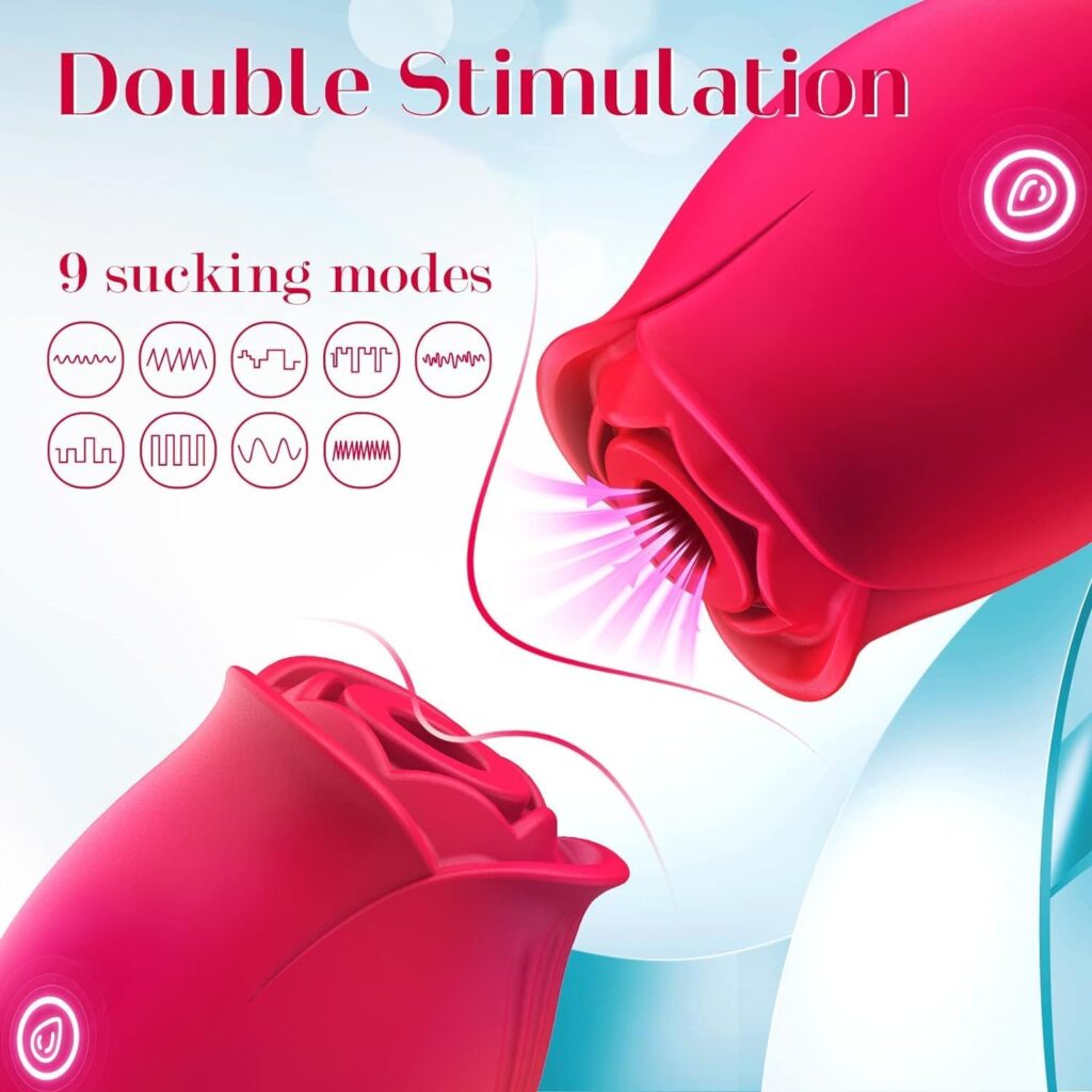 Rose Vibrators, Rose Sex Stimulator for Women, Clitoral G Spot Tongue Licking Vibrator Nipples Massager Vaginal Anal Breast Sex Toys for Female Masturbation  Couples Redeeming Love-M6