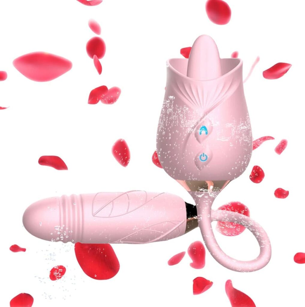 Sex Toy Rose Vibrator for Women, Tongue Licking Clitoral Sex Toys, Licking Vibrating G Spot Clit Vibrators with 10 Modes, Waterproof Adult Toys Stimulator for Female  Couples