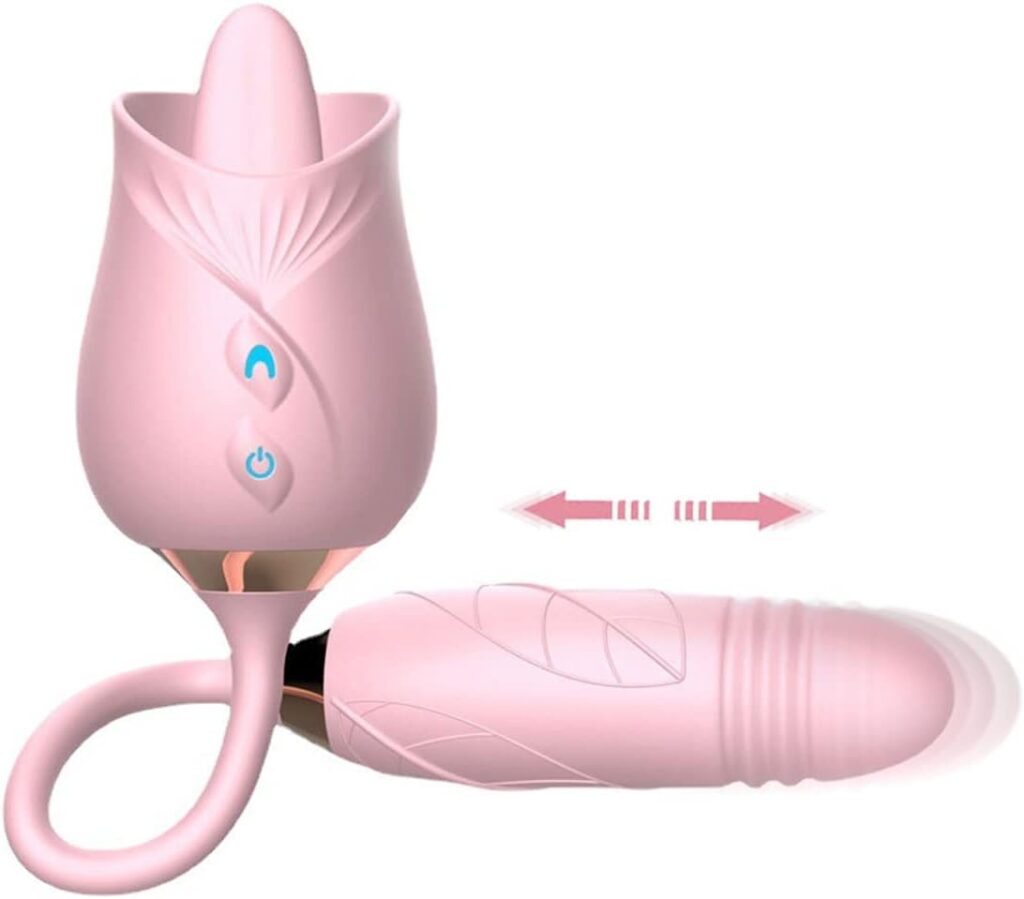 Sex Toy Rose Vibrator for Women, Tongue Licking Clitoral Sex Toys, Licking Vibrating G Spot Clit Vibrators with 10 Modes, Waterproof Adult Toys Stimulator for Female  Couples