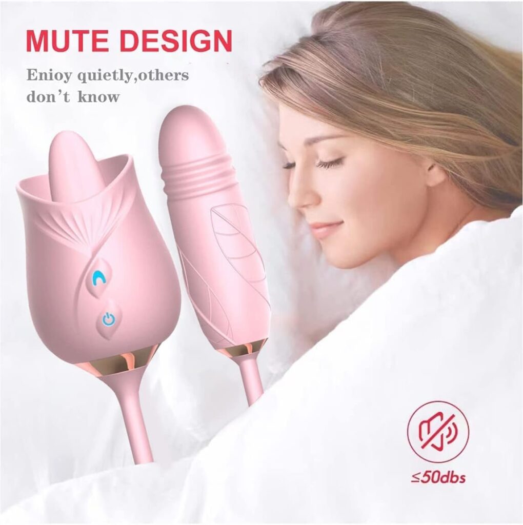 Sex Toy Rose Vibrator for Women, Tongue Licking Clitoral Sex Toys, Licking Vibrating G Spot Clit Vibrators with 10 Modes, Waterproof Adult Toys Stimulator for Female  Couples